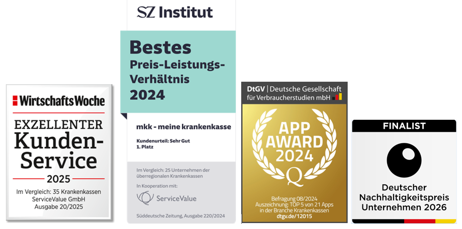 G&uuml;tesiegel und Auszeichnungen der mkk - meine krankenkasse