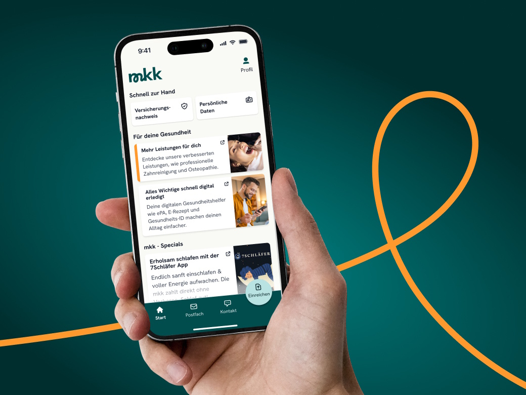 Screen eines Handys, auf dem die App der mkk abgebildet ist