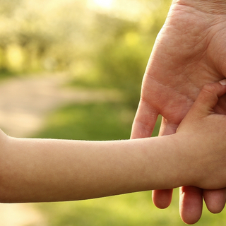 Eine Kinderhand h&auml;lt sich an einer Hand eines Erwachsenden fest.