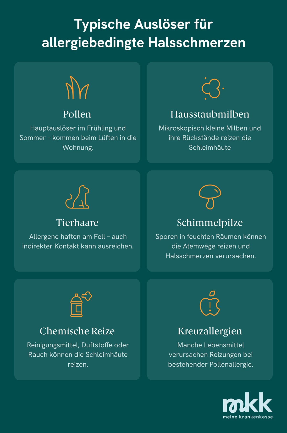 Typische Ausl&ouml;ser allergiebedingter Halsschmerzen