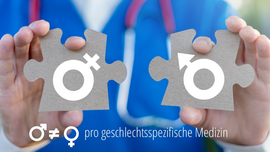 zwei H&auml;nde, die Puzzleteile mit den Zeichen weiblich und m&auml;nnlich zeigen