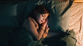 Kind schl&auml;ft im Bett