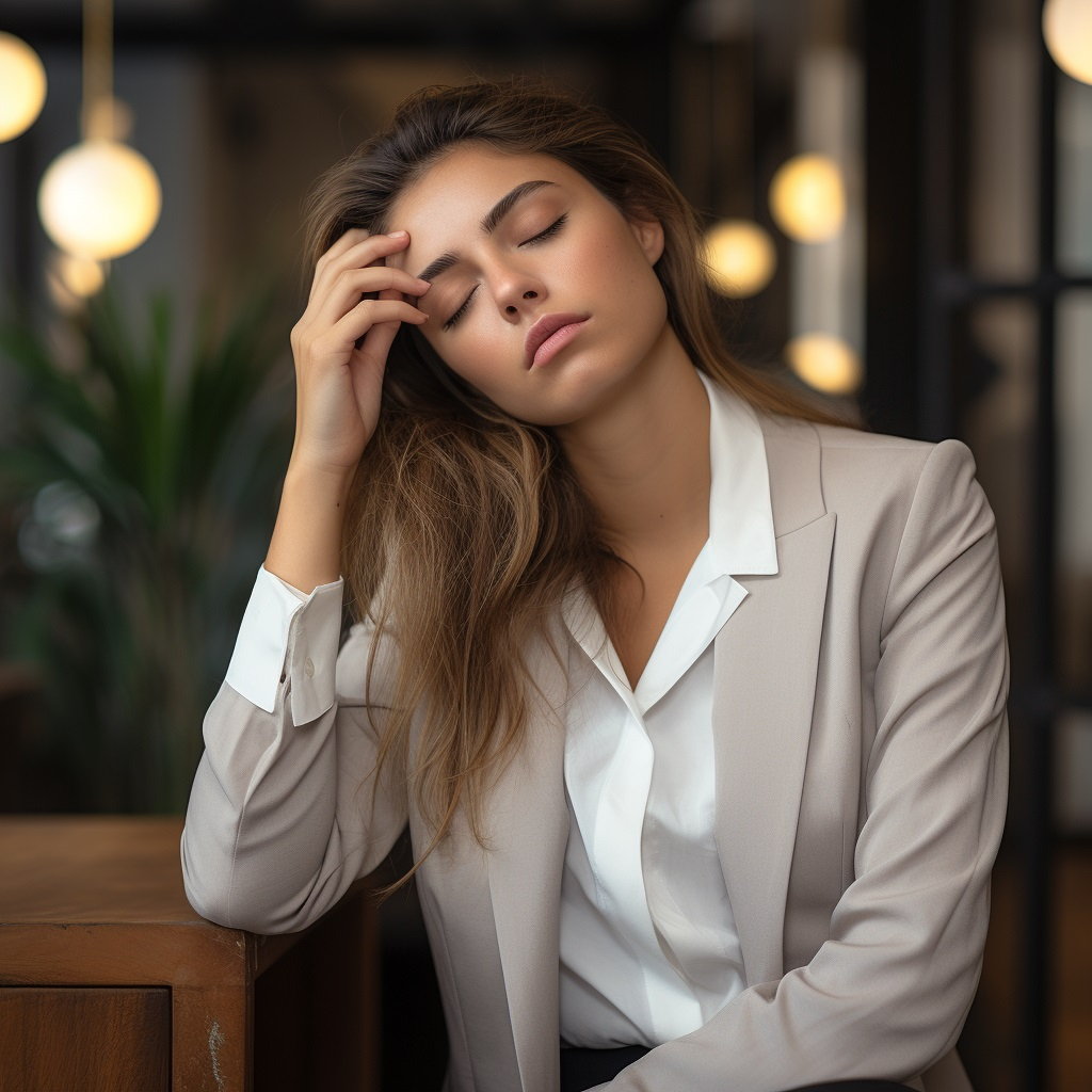 Junge Frau leidet an Boreout