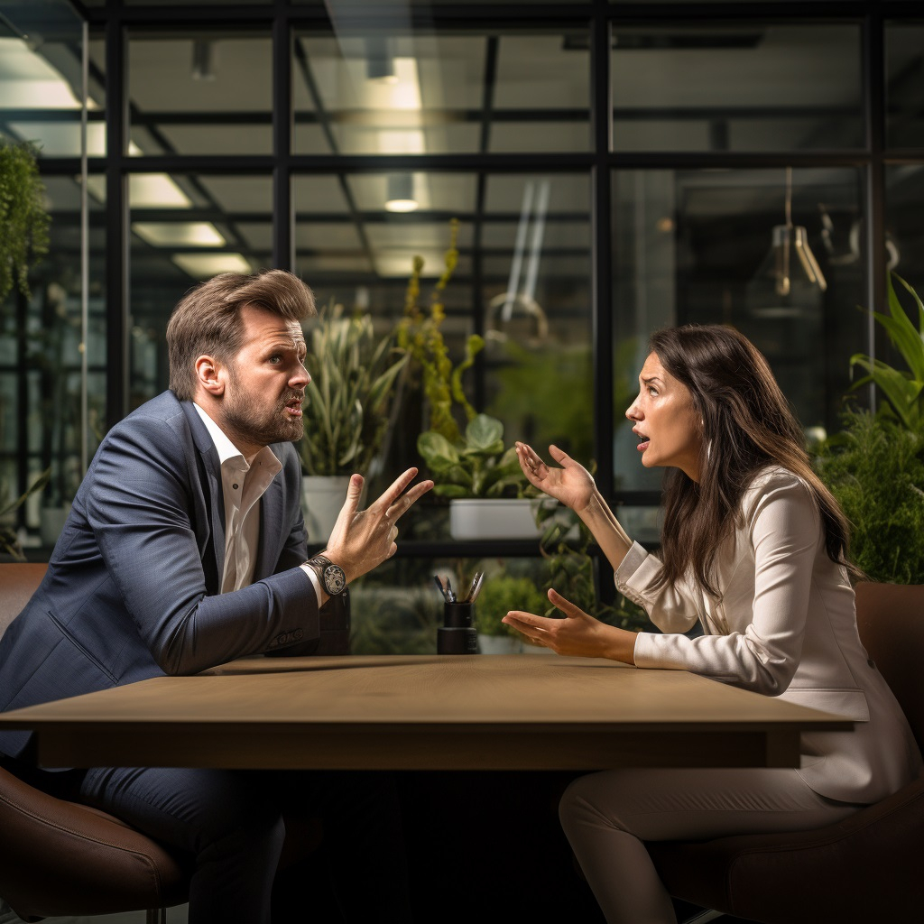 Gesch&auml;ftsmann und Gesch&auml;ftsfrau streiten