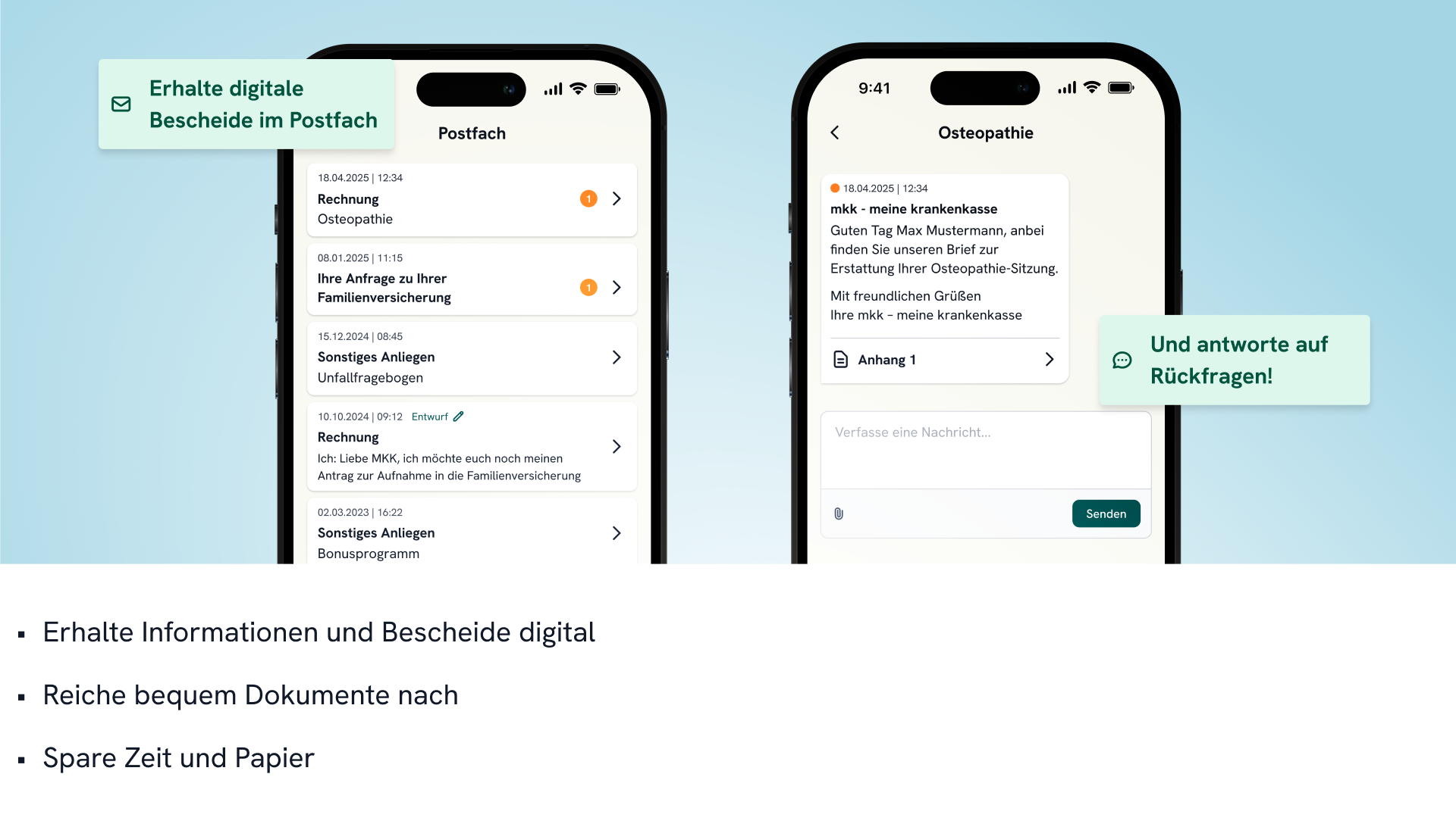 Screenshot von zwei Handy-Displays